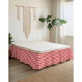 thumbnail image 2 of Boho Red Stripe Wrap Around Bed Skirts for Queen Bed 16" Drop,Bed Skirt with Adjustable Elastic Belt Dust Ruffle Bed Valance for Bedroom Hotel Abstract Geometric White Minimalist Bed Frame Cover, 2 of 7
