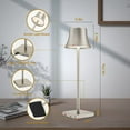 thumbnail image 4 of LED Desk Lamp Cordless Table Light, Rechargeable Battery Powered USB Charging Port 3 Levels Brightness Dimmable for Outdoor Modern Hotel Restaurant Dining Bedroom Study Portable Lights (Silver), 4 of 5