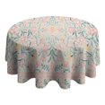 thumbnail image 4 of Pink Floral Pattern Round Tablecloth 60"x60",Wrinkle Wipeable Table Cloth for Kitchen Dining Room Picnic Patio Party, 4 of 6