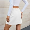 thumbnail image 5 of Avrnliq High Waist Wrap Ribbed Mini Skirt for Women - White, 98% Cotton 2% Spandex with Built-in Short Lining, Casual Soft Stretch Daily Wear,Size XL, 5 of 8