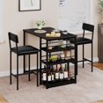 thumbnail image 6 of Jojoka 3 Piece Dining Set for 2, Bar Table with Storage Shelf and 2 Height Upholstered Chairs Wood Top Dinette Breakfast Furniture for Small Space, Kitchen, Apartment, Dining Room, Rustic Black, 6 of 7