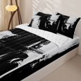 thumbnail image 2 of Erosebridal Gray White Black Zipper Full Size Comforter Sets with Fitted Sheet and 2 Pillowcases, Abstract Aesthetic Zipper Bedding Set, Black Reversible, 2 of 5