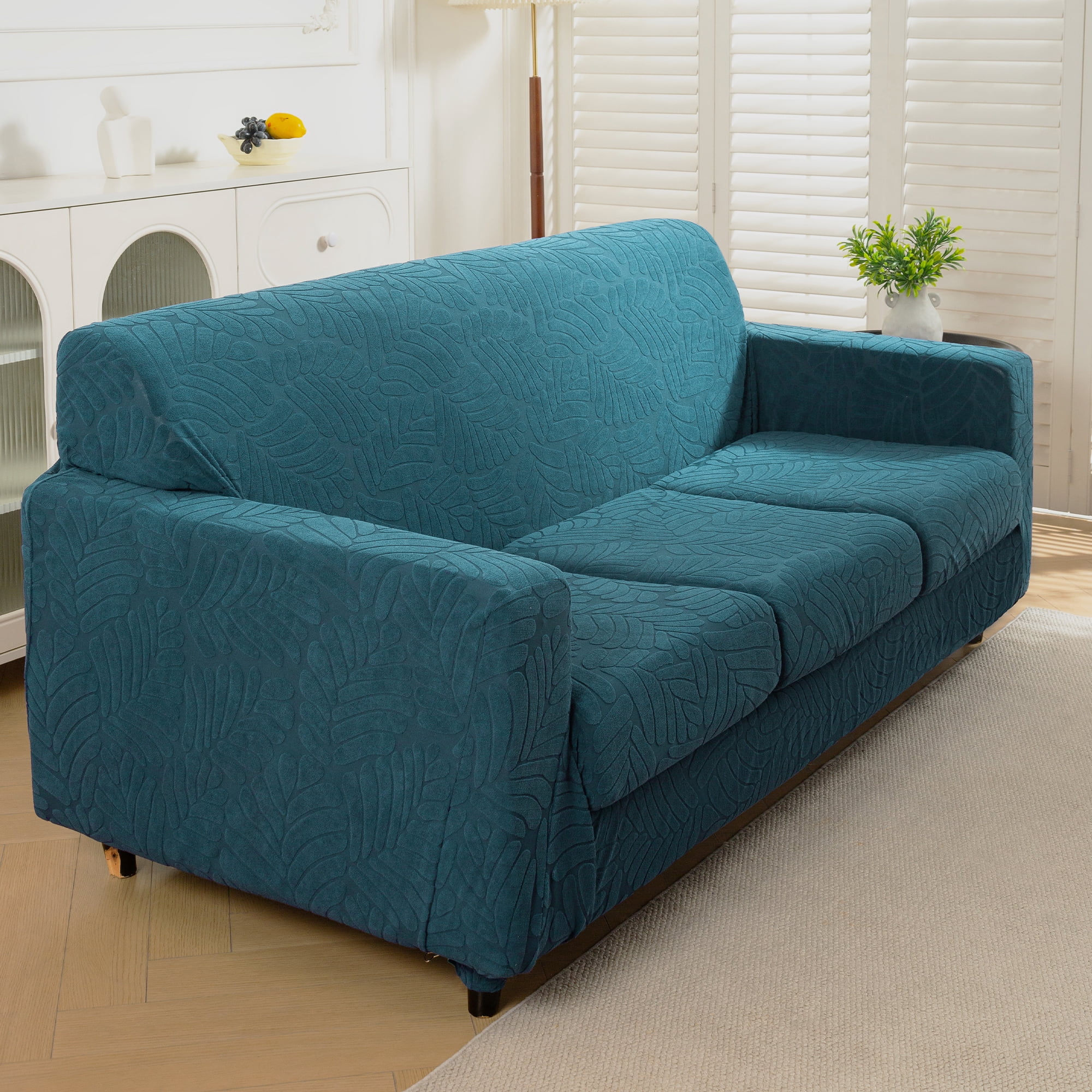 4 Piece High Stretch Sofa Slipcover Furniture Protector Form Fit Luxury Thick Sofa Cover for 3 Cushion Couch, Machine Washable