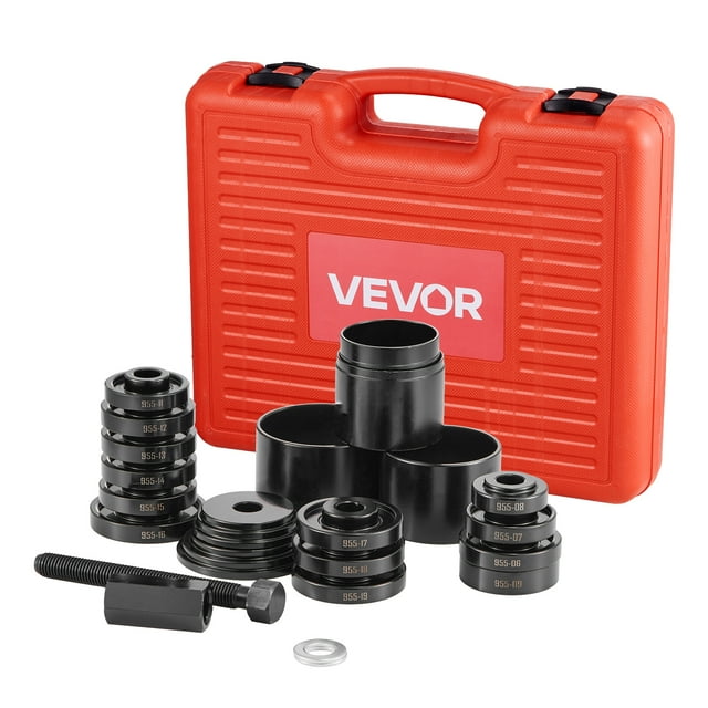 VEVOR Trousse de Presse pour Roulements de Roue, 23 Pcs Outils Extracteurs de Roulements FWD, pour le Retrait et l'Installation de Roulements de Transmission avant, Outil pour Roulements de Roue avec Vis Coulissante, Bagues, Plaques de Manchon, Étui de Rangement