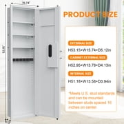 53.15 Wall Gun Cabinet, Biometric Fingerprint Hidden Safe With Dual Alarm System And Silent Mode, Gun Safes With 3 Adjustable Shelves, Magnetic Slot And Key Hook