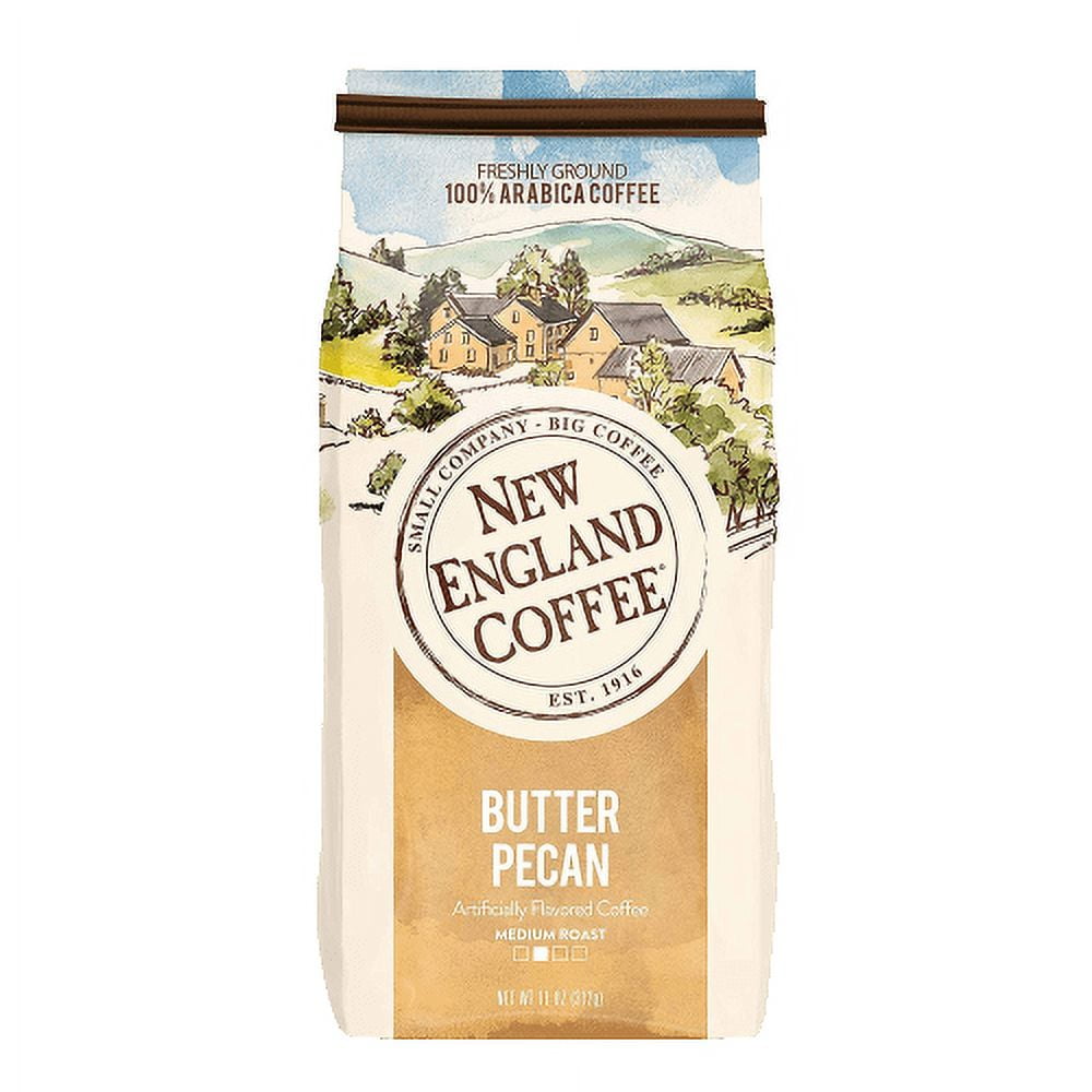 (2 pack) New England Coffee Butter Pecan, Ground Coffee, 11 oz