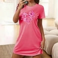 thumbnail image 2 of Mrat Womens Sleepwear Women's Oversized Short Nightgown Fashion Chest Print Short Sleeve Nightdress S-87 Hot-Pink XL, 2 of 7