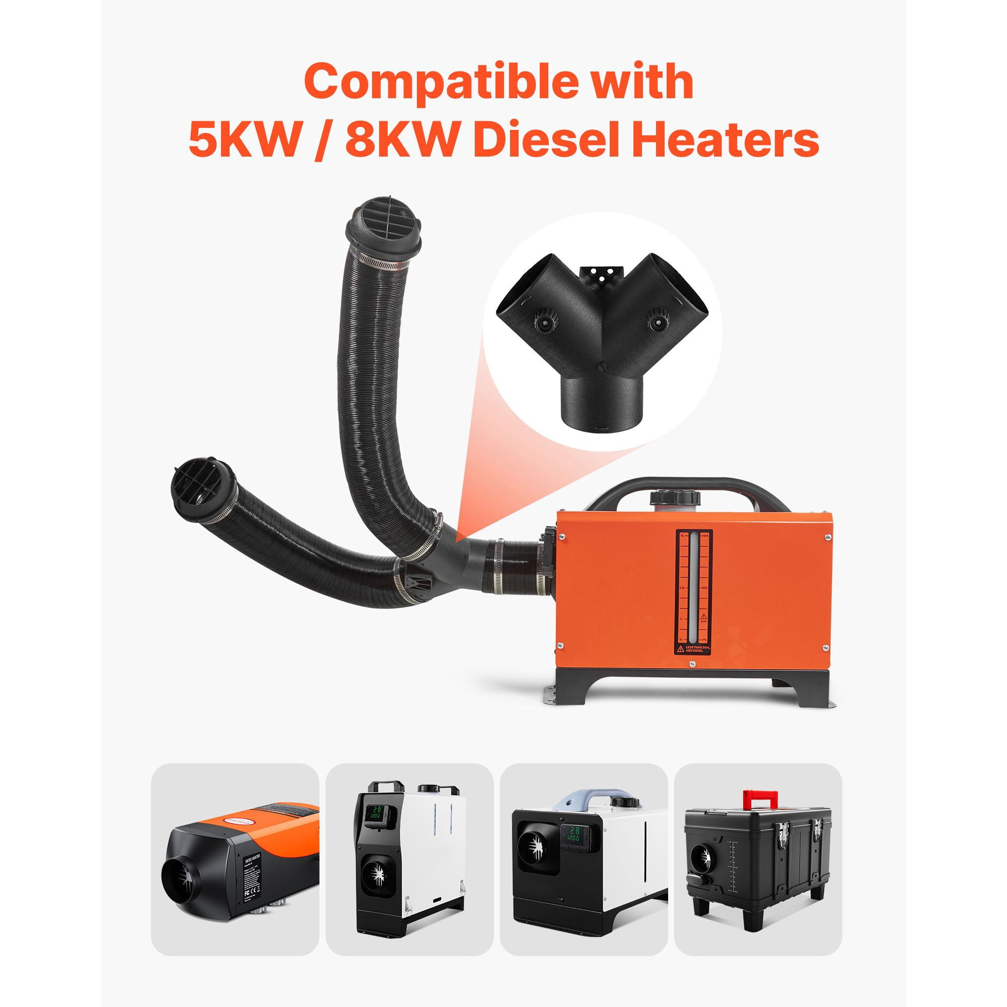 Complete Ducting Set with Y-Branch Connector, Hose Clips Air Pipes Flow Adapters Clamps, Full Ventilation Kit for Dryer Bathroom Fan Vent System