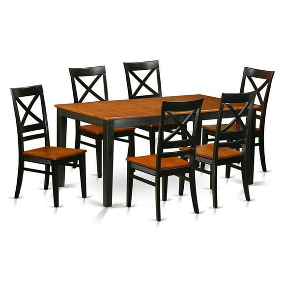 East West Furniture Nicoli 7-piece Kitchen Table and Chairs in Black/Cherry