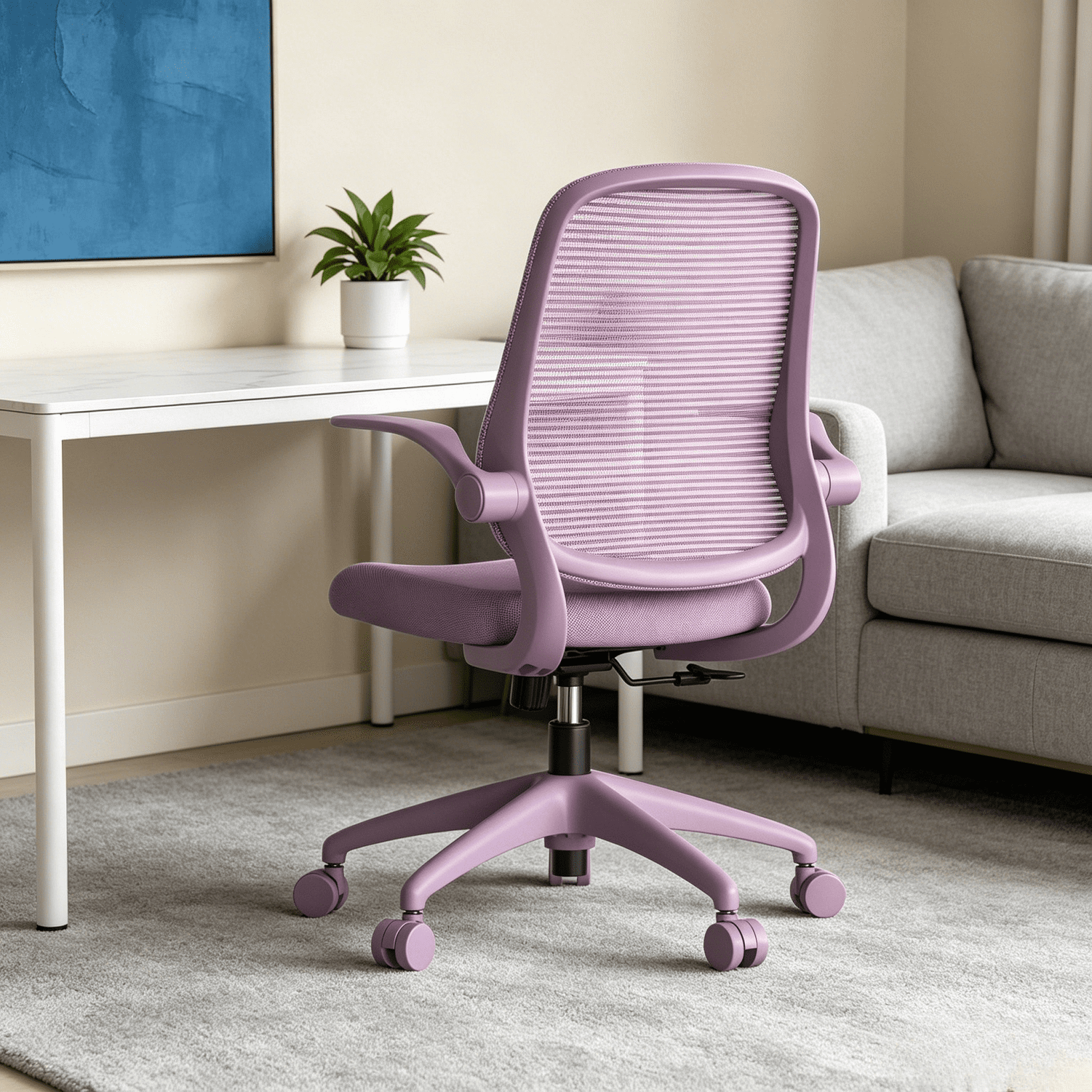 Homy Casa Armless Mesh Office Chair with Flip-Up Armrests, Ergonomic Swivel Desk Chair