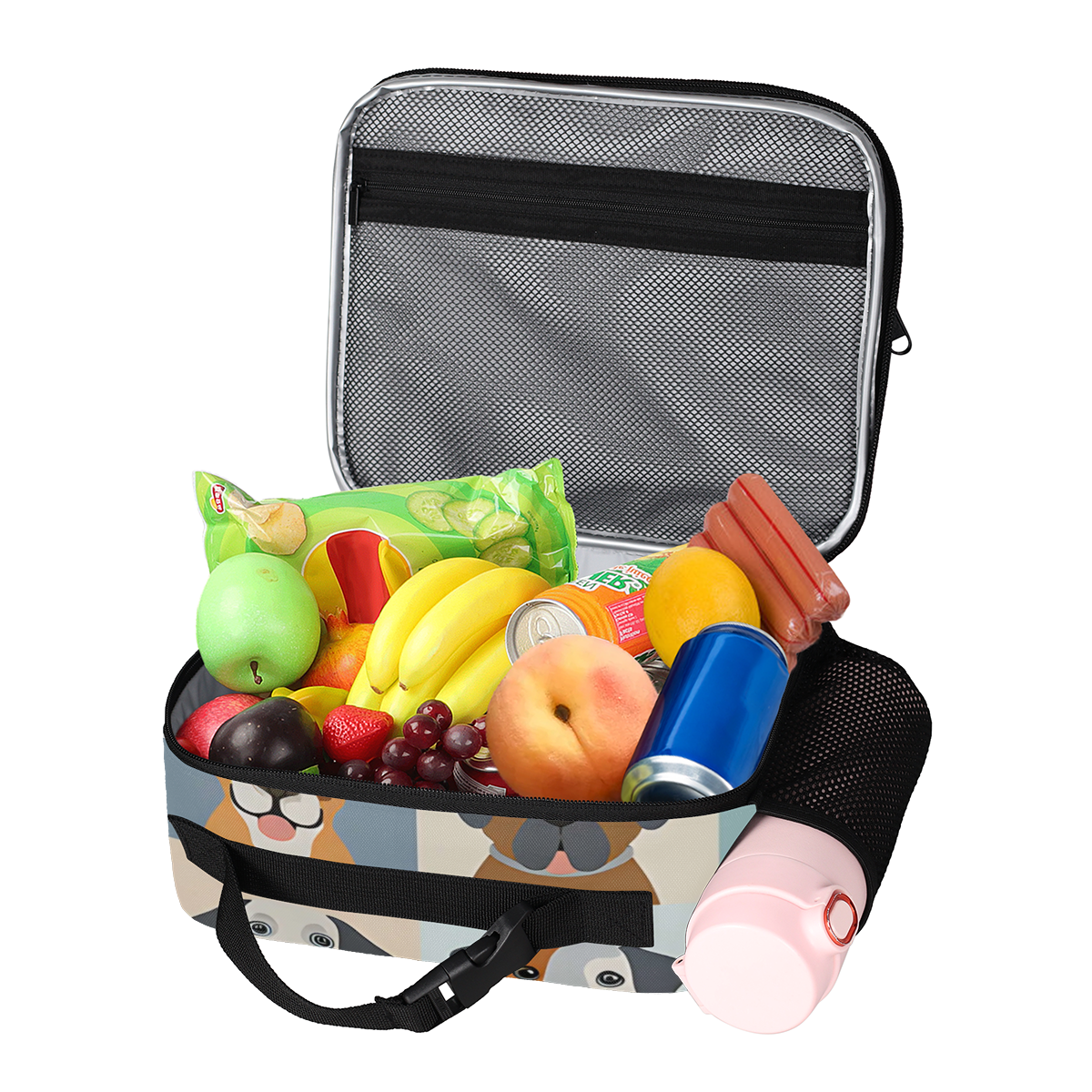 Herdesigns Cute Animal Dogs Puppy Large Backpack Set with Lunch Box Lightweight Water Resistant Travel Laptop Backpacks Casual Daypacks for Women Men