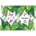 thumbnail image 5 of Un conjunto de pegatinas de pared, pegatinas de pared de mariposas con hojas tropicales verdes, decoración de pared para dormitorio, sala de estar y oficina, 5 of 5