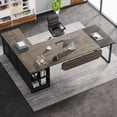 thumbnail image 4 of Tribesigns 70.8"  Large L Shaped Computer Desk with Storage Cabinet, Gray & Black 29.53" Tall Desk, 4 of 6
