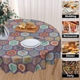 thumbnail image 5 of Nappe Ronde Géométrique Bohème Colorée 60 Pouces Mandala Marocain Indien Imprimé Floral Groovy Lavable Résistante aux Plis et aux Taches Nappe en Polyester pour Cuisine Dîner Fête Vacances, 5 of 5