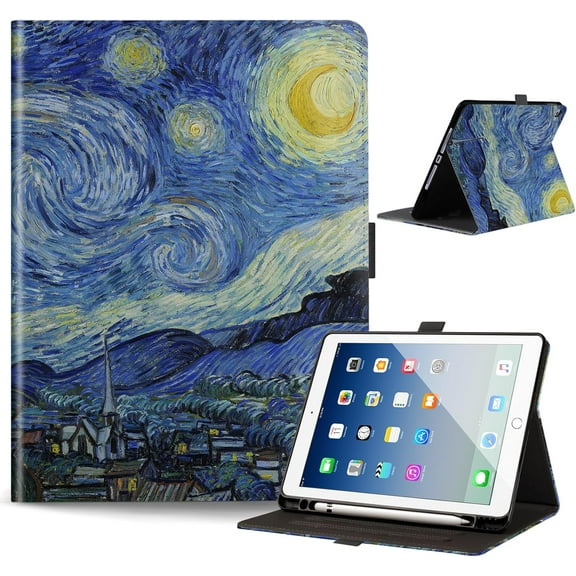 CACOCO-Case For Ipad 9/8/7 Generation 10.2 Inch With Pencil Holder, Multi Angle Viewing, Folio Cases For Apple Ipad 8Th/7Th/9Th Gen, Starry Night