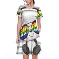 thumbnail image 1 of Easygdp Panda with Sun glasses para Vestido Transpirable de Mujer, Vestido Suelto de Manga Corta con Pliegues y Bolsillos para el Verano, 1 of 6