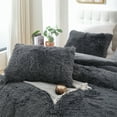 thumbnail image 4 of Sprinday 3-Piece Shaggy Plush Duvet Cover Set，Queen Size Dark Gray Fuzzy Fluffy Bedding Set with 2 Pillow Shams，Zipper Closure, 4 of 9