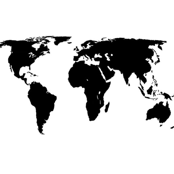 Art.com World Map - Black On White Art Print by Jacques70, 36" x 24"