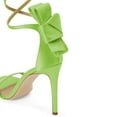 thumbnail image 4 of FSJ Women Sexy Back Bowknot Ankle Buckle Strap Sandals Open Toe One Strap Stiletto Heels Slide Pumps Wedding Summer Dress Shoes Size 8 Green, 4 of 4