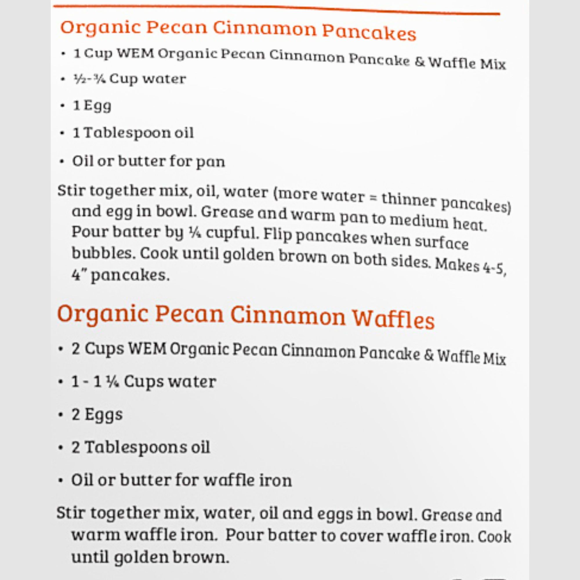 War Eagle Mill Organic Pecan Cinnamon Pancake & Waffle Mix, 22 oz (2-pack), Flavored Breakfast Mix