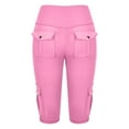 thumbnail image 5 of YOTMKGDO Womens Shorts Biker Shorts Women High Waisted Short Leggings Knee Length Womens Gym Workout Long Shorts, Pink Medium, 5 of 7