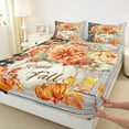 thumbnail image 3 of Manfei Orange Flower Blossom Full Size Sheets for Girls, Watercolor Pumpkin Bed Sheets, Thanksgiving Day Sheet Sets, Ultra Soft Home Decor 4-Piece, 3 of 7