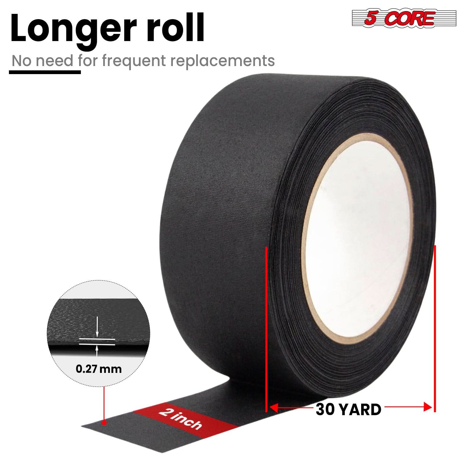 Gaffer Tape 2 Inch x 30 Yards (4-Pack), Professional Grade Cloth Tape, Heavy Duty Matte Black, Residue-Free Removal, Water Resistant for Stage, Studio, Cable Management