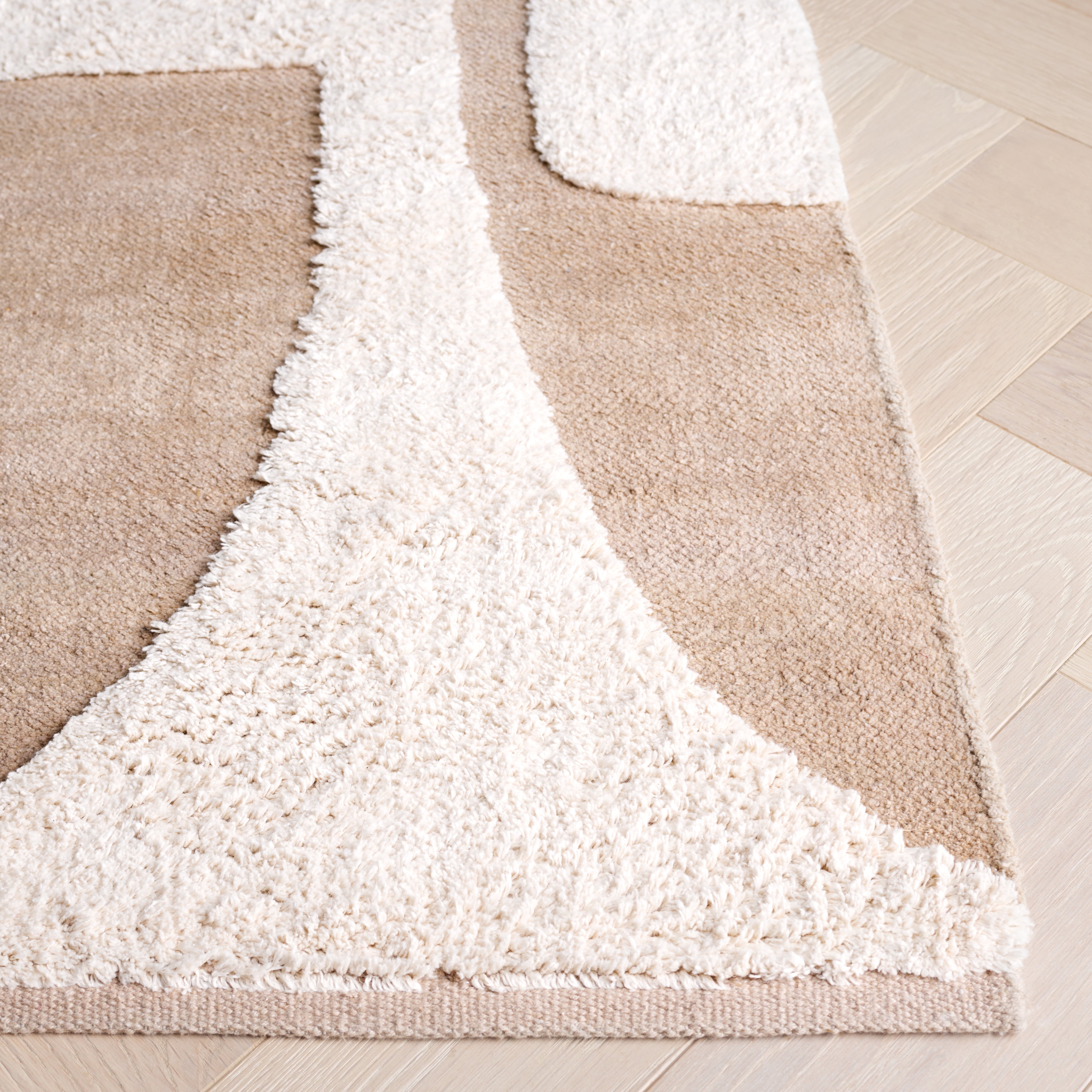 SAFAVIEH Casablanca Oraline Geometric Cotton Area Rug, Beige/Ivory, 6' x 6' Square