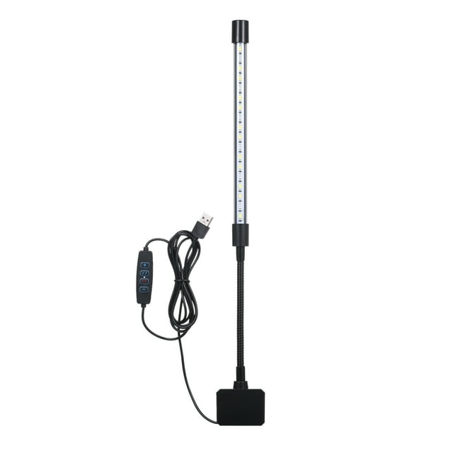 D C 5V 7W 18 LED Aquarium Light Fish Jar Clamp Clip View Lamp USB Powered Operated 3 Lighting Colors Changeable 10 Levels Adjustable Brightness Dimmable Flexible Bendable Foldable Tube Design Portable