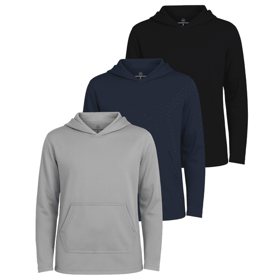 Real Essentials 3 Pack: Boys Hoodies – Youth Mesh Long Sleeve Sweatshirts with Pocket for Kids & Teens
