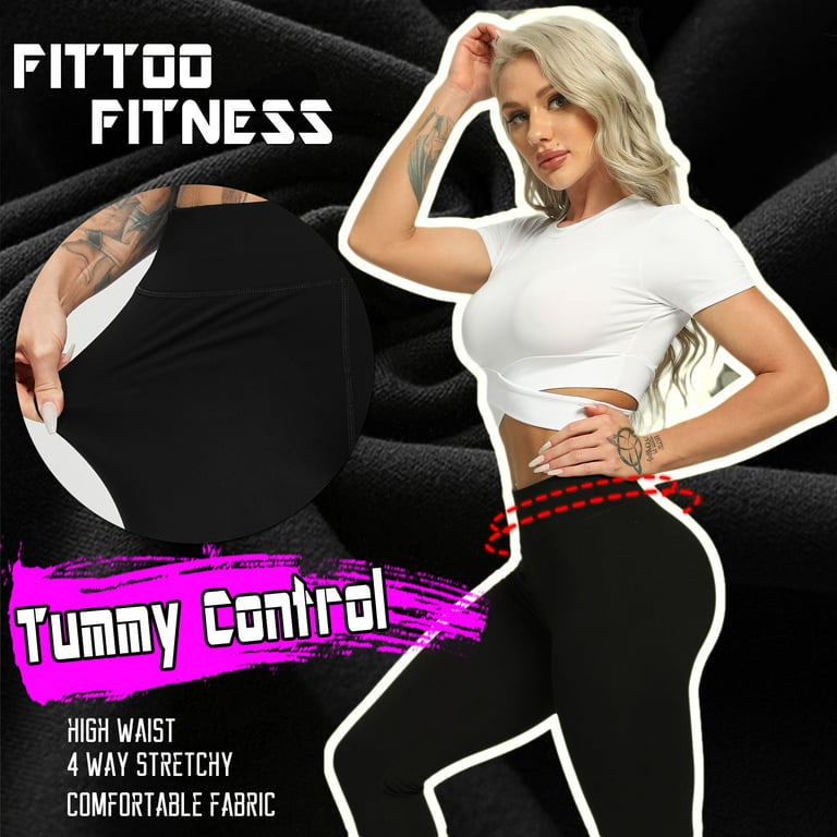 FITTOO High Waist Yoga Pants Tummy Control Leggings Fitness Workout Pants 