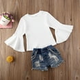 thumbnail image 1 of Girl Suit Baby Swing Knitting Top Wide Sleeve Short Chain Jeans White Loose Sweater Spring Fall, 1 of 5