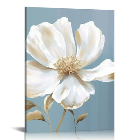 COMIO White Magnolia Wall Art Flower Artwork Floral Canvas Painting Vintage Nature Botanical Painting Modern Farmhouse Artwork Wall Décor for Bedroom Living Room Bathroom Office
