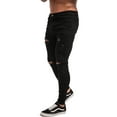 thumbnail image 3 of GINGTTO Men's Tapered Jeans Slim Fit Skinny Stretch Ripped Denim Pants Black, 3 of 7