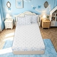 thumbnail image 4 of meiyoeat Kawaii Cartoon Bow Zipper Twin Comforter Sets with Fitted Sheet and 2 Pillowcases for Kids Boys Girls, Blue Cute Bow-tie Zipper Bedding Set, Reversible, 4pcs, 4 of 6