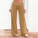 thumbnail image 2 of Amzcrzy Pantalones Palazzo Mujer Anchos Cintura Alta Cómodos Holgados Elegantes Casuales Verano Playa Ligeros Sin Costura Delantera Suaves Elásticos Con Bolsillos Tallas S-2XL Marrón, 2 of 7