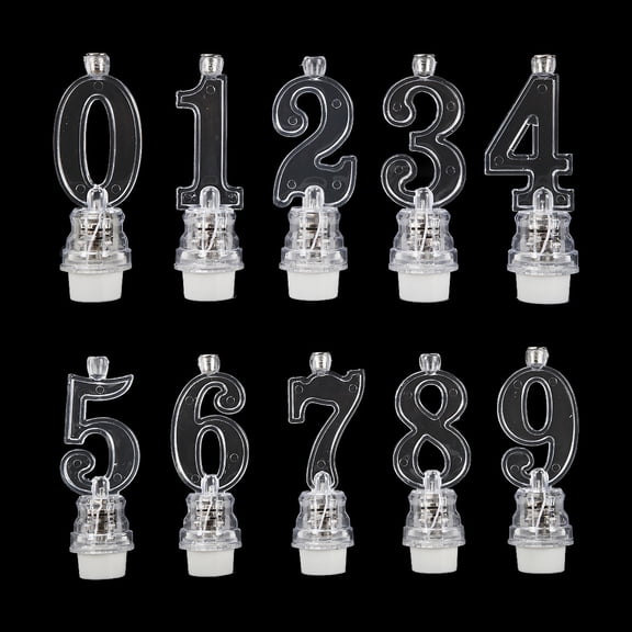 Cififendec LED Number Candle Topper, 2.91", Transparent Luminous Digit Candle Holder for Birthday Cake Decor, Pet Party Shooting, Anniversary Layout