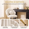 thumbnail image 3 of Ktaxon Vanity Makeup Chair with Teddy Velvet, Shell Design Accent Desk Chair with Lumbar Pillow and Gold Legs, Office Seating for Women Light Khaki, 3 of 9