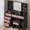 Black/Pink, variant on Ktaxon Large 47.2" Makeup Vanity with 3 Color Lights, Vanity Desk with USB Charging Station, Vanity Makeup Table with Visible Drawers, Hidden and Open Storage Shelves,White/Purple