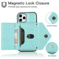 thumbnail image 2 of Wallet Case for iPhone 12  / 12 Pro, Detachable Crossbody Lanyard Strap PU Leather+Soft TPU Bumper Magnetic Clasp Back Flip Credit Card Slots Kickstand Cover for iPhone 12  / 12 Pro - 6.1", Mint, 2 of 10