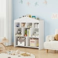 thumbnail image 6 of Toy Storage Organizer 9-Cubby Kids Bookshelf 40.7in Width White Bookcase Toddlers Playhouse Cabinet Shelf for Boys Girls Wooden Cubby Storage Toy Shelf for Playroom, Nursery, Kids Room, 6 of 9