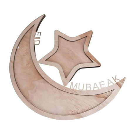 

IMSHIE Wooden Trays-Eid Mubarak Decorations For Home-Eid Mubarak Moon Star Shape Dessert Tray Artistic Party Serving Tableware Tray For Cake Cupcake Table Decoration for Parties Weddings
