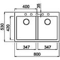 thumbnail image 2 of 31.5" x 20.88" x 8.5" Granitek Double Bowl Drop-In Kitchen Sink - Titanium, 2 of 2