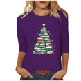 thumbnail image 2 of Miqool Christmas Shirts for Women Trendy Glitter Xmas Tree Graphic Crewneck 3/4 Sleeve Blouses Loose Casual Ugly Funny Tops, 2 of 5