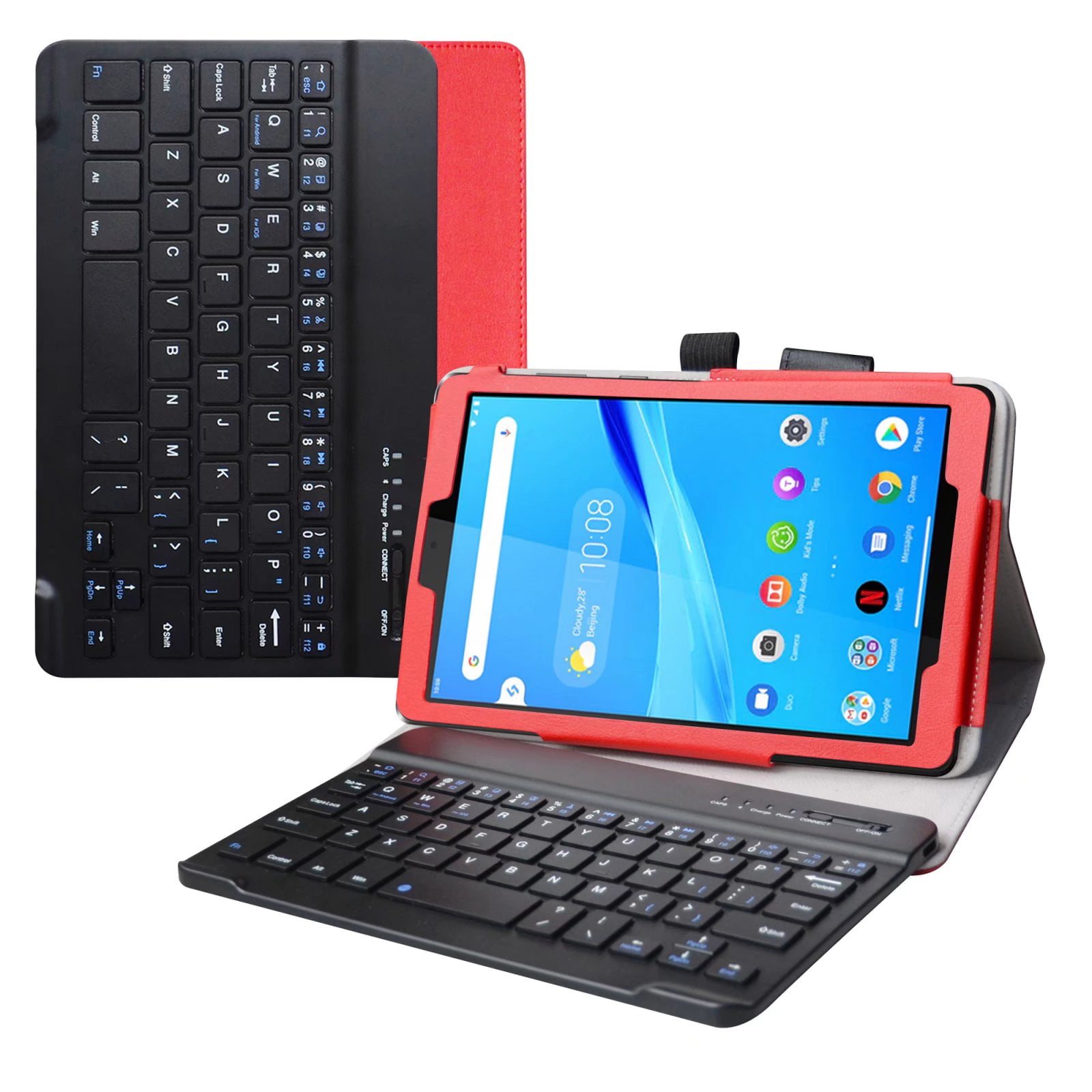 Labanema 8" Lenovo Tab M8 FHD (2nd Gen) TB-8705F Bluetooth Keyboard Case, PU Leather Folio Stand Protective Case, Cover for 8" Lenovo Tab M8 FHD (2nd Gen) TB-8705F (Red)