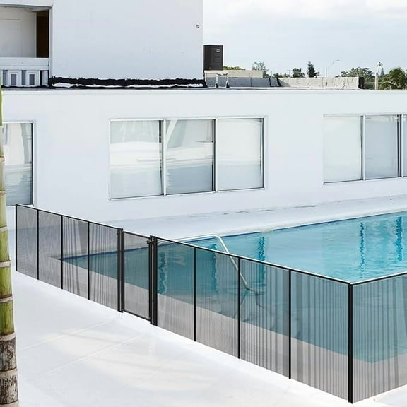 Domi 4.5FT x 12FT DIY Pool Safety Fence – Removable Black Mesh Fence for Inground Pools, Outdoor Backyard Swimming Pool, Garden Pool Protection