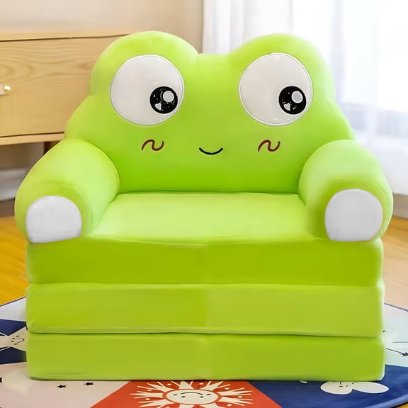 XIBUFE 2026 New Plush Foldable Kids Sofa Backrest Armchair 2 in 1 Foldable Children Sofa Cute Cartoon Lazy Sofa Children Flip Open Sofa Bed for Living Room Bedroom Without Liner Filler