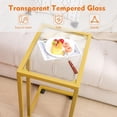 thumbnail image 3 of C-Shaped End Table Set of 2, Tempered Glass Couch Table with Metal Frame, Gold for Living Room Bedroom, 3 of 6
