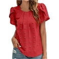 thumbnail image 2 of Birdeem Mode Femme Manches Courtes Col Rond Couleur Unie Haut Ample Blouse Tricot, 2 of 11
