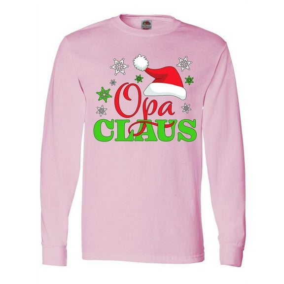 Inktastic Opa Claus with Christmas Santa Hat and Snowflakes Long Sleeve T-Shirt